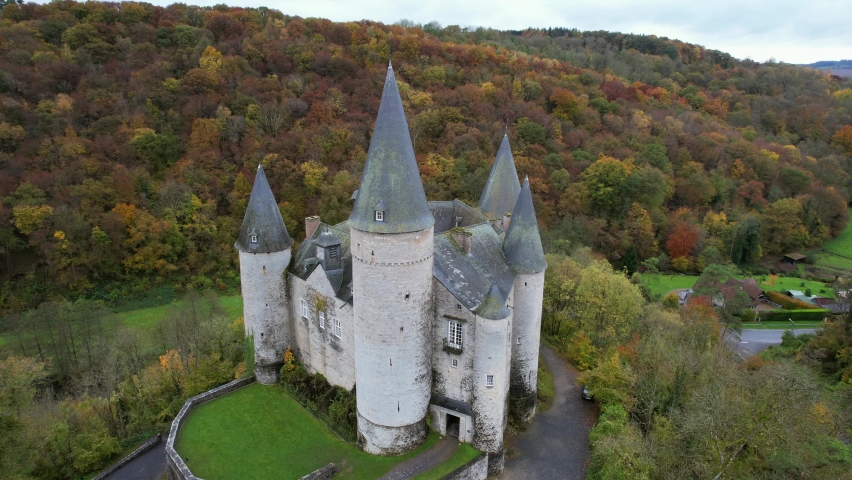 Bourscheid Castle is located near the village of Bourscheid in the north of Luxembourg. It is a medieval castle dating back to Roman times, and it has a circular wall with multiple watch towers.