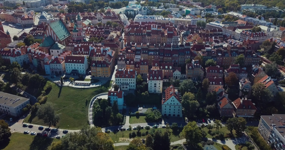 Aerial view of Warsaw old city