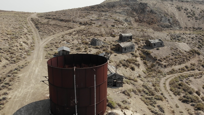 Aerial Drone Clip of the Nevada Ghost Town and Mining Camp of Jumbo located in the Awakening Mining District near Winnemucca.