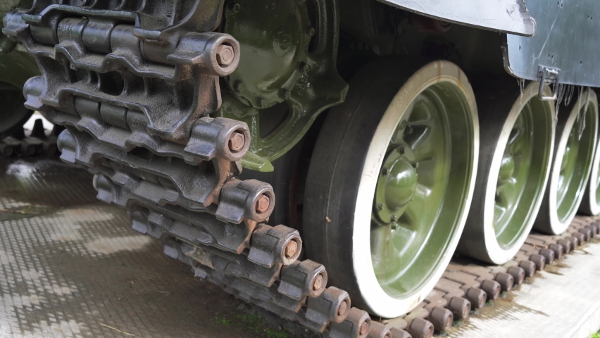 tank close-up. caterpillar military transport