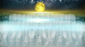 Fantasy tiered waterfall at night at full moon - Powered by Shutterstock - Get 15% off with code: PIKWIZARD15