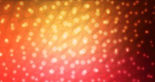 4K looping dark red, yellow flowing video with bubbles. Shining colorful animation with circle shapes. Flicker for designers. 4096 x 2160, 30 fps.