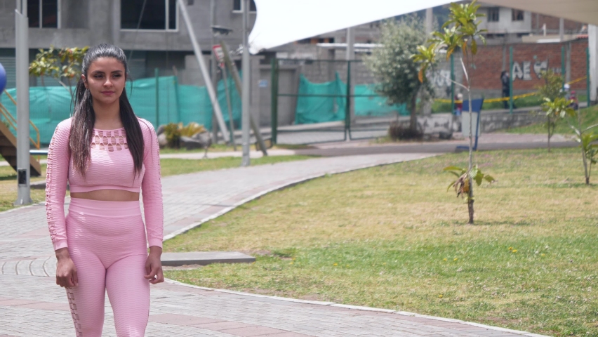 Woman working out in a park outdoors