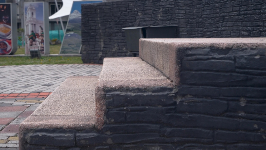 Woman climbing stairs. Daily routine