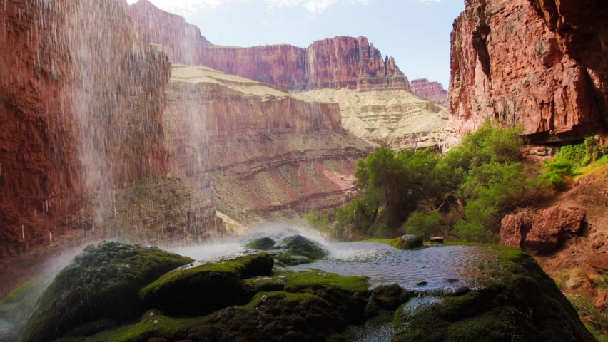 Canyon View From Behind Ribbon Falls On The North Kaibab Trail, Grand Canyon National Park, Arizona, USA