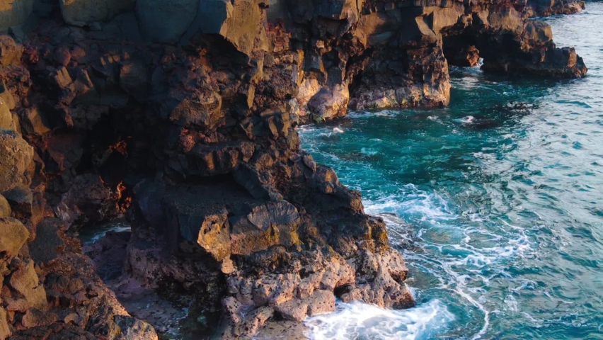 Sea Arches Along The Rugged Volcanic Shoreline, Keauhou, Hawaii Island, Hawaii, USA