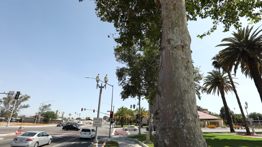 Daytime view of the historic downtown area of Perris, California, USA, a city in the Inland Empire.
