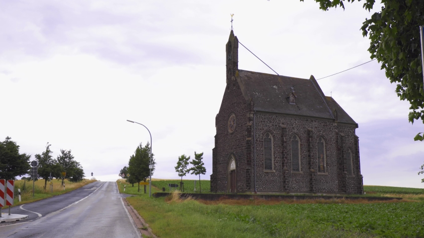Old Historic Church next of Way in Germany  | Shutterstock HD Video #1092008021