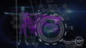 Animation of nft over human model, brain and connections on navy background. Digital resources, science and technology concept digitally generated video. - Powered by Shutterstock - Get 15% off with code: PIKWIZARD15