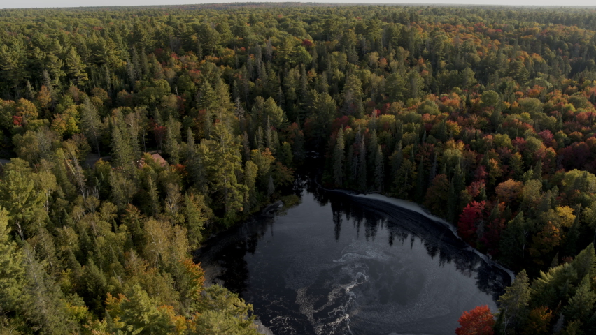 Forest and lake from above, North Bay, Ontario, Canada