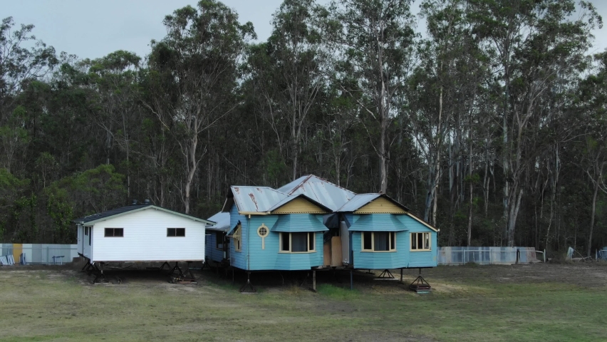 Traditional Australian holiday raised wooden bungalow in Queensland countryside, Australia