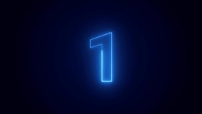 Animation Neon light blue color Number 1. Neon Glowing Symbol on Black Background - Powered by Shutterstock - Get 15% off with code: PIKWIZARD15