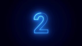 Animation Neon light blue color Number 2. Neon Glowing Symbol on Black Background - Powered by Shutterstock - Get 15% off with code: PIKWIZARD15