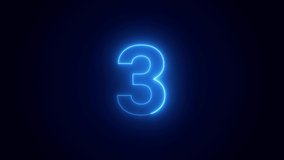 Animation Neon light blue color Number 3. Neon Glowing Symbol on Black Background - Powered by Shutterstock - Get 15% off with code: PIKWIZARD15