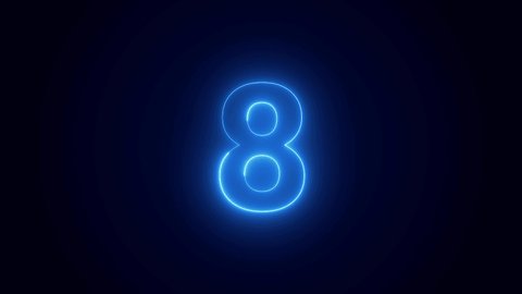 Animation Neon Light Blue Color Number Stock Footage Video (100% ...