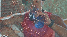 Animation of data processing over african american man drinking water. Global sport and digital interface concept digitally generated video. - Powered by Shutterstock - Get 15% off with code: PIKWIZARD15