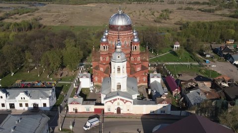Aerial view on Exterior of historic church in Urzhum, Kirov region