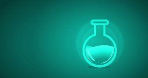 Potion icon in tones of blue with bubbles. Flat cartoon style. Loop animation