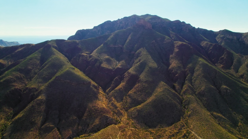 Franklin Mountains El Paso Texas USA. Aerial Drone Footage of Chihuahuan Desert Mountain Landscape in Famous US Mexico Bordertown.