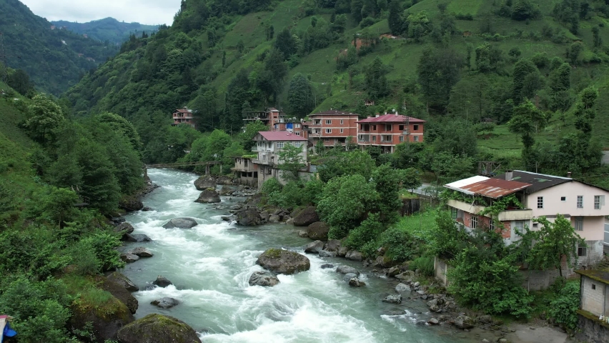 Firtina Stream in Camlihemsin, Rize, Turkey. Beautiful nature landscape.
