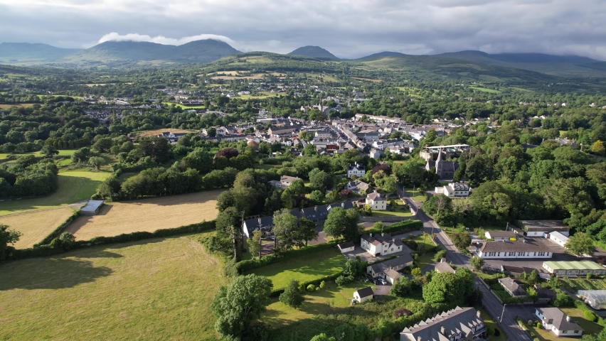 Kenmare County Kerry Ireland rising drone aerial view summer