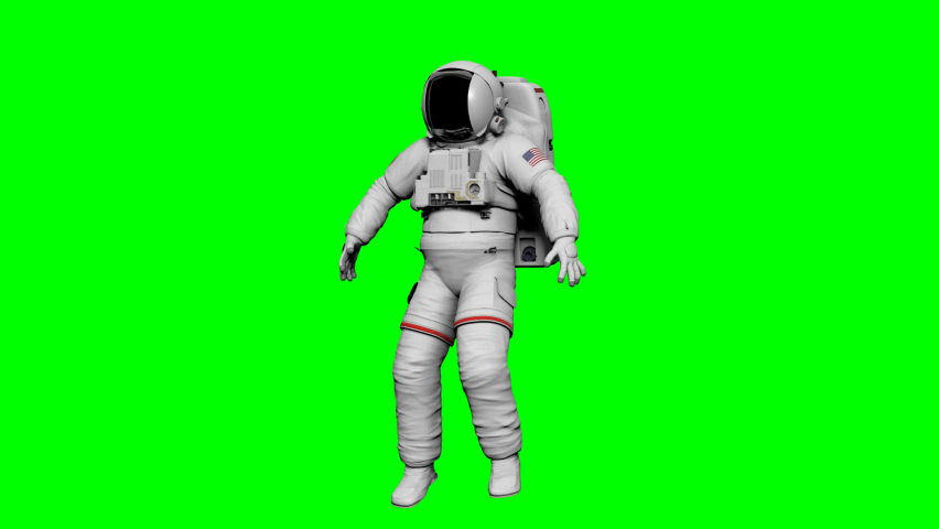 3D spaceman animation on green background. 3D render. | Shutterstock HD Video #1092087453
