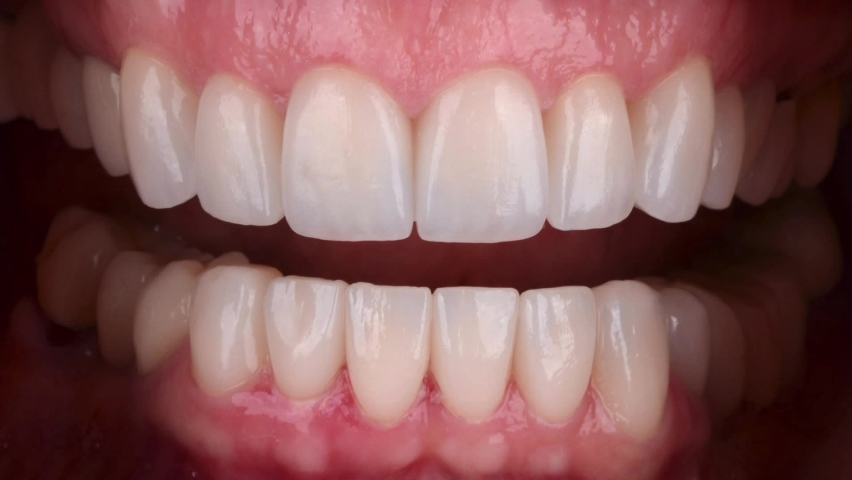 Smile makeover with ceramic veneers result in perfect natural smile | Shutterstock HD Video #1092094433