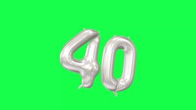 Number 40. Birthday And Anniversary Celebration Helium Balloon with Green Background And Alpha Luma Matte Channel. Loop Animation.  - Powered by Shutterstock - Get 15% off with code: PIKWIZARD15