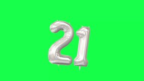 Number 21. Birthday And Anniversary Celebration Helium Balloon with Green Background And Alpha Luma Matte Channel. Loop Animation. - Powered by Shutterstock - Get 15% off with code: PIKWIZARD15