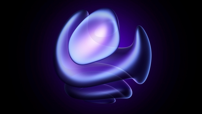 3d video animation of surreal mystic alien ball or sphere sculpture in curve wavy organic lines forms in deformation process in translucent matte plastic material in dark neon purple color on black | Shutterstock HD Video #1092111401