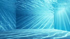 cycled 3d animation. Clear water inside the swimming pool, illuminated with sun rays going through the liquid surface. Underwater caustic effect - Powered by Shutterstock - Get 15% off with code: PIKWIZARD15