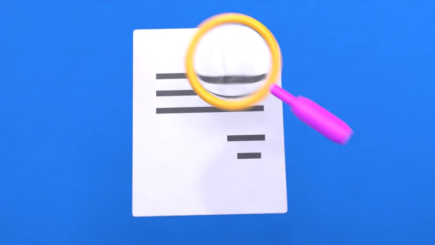 3d animation of inspecting document with magnifier Royalty-Free Stock Footage #1092122111