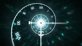 Dark Cyan Mystical Spiral Time Clock Animation with Roman Numerals - Powered by Shutterstock - Get 15% off with code: PIKWIZARD15