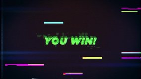 YOU WIN text glitch effects concept for video games screen. YOU WIN! Retro text effects with glitch background - Powered by Shutterstock - Get 15% off with code: PIKWIZARD15