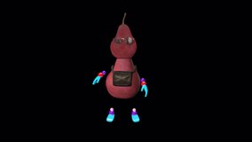 Mr. Pear Loop Dance,Animation.Full HD 1920×1080. 11 Second Long.Transparent Alpha Video LOOP.