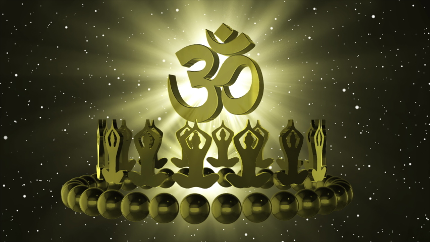 3D Yoga Meditation person rotating around Om . symbol Royalty-Free Stock Footage #1092132933