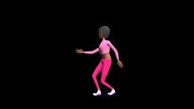 Samba Girl Dancing animation.Full HD 1920×1080.27 Second Long.Transparent Alpha video.LOOP.