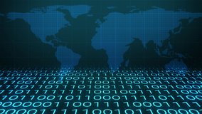 Digital Binary Code Random Number Technology Business World Map Background. Analytics Source Code Program Technology Screen - Powered by Shutterstock - Get 15% off with code: PIKWIZARD15
