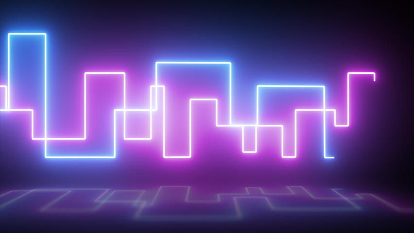 3d render, abstract panoramic background, Realistic neon pink and blue wave with reflections. neon light, laser show, impulse, equalizer chart, ultraviolet spectrum, pulse power lines, | Shutterstock HD Video #1092137815