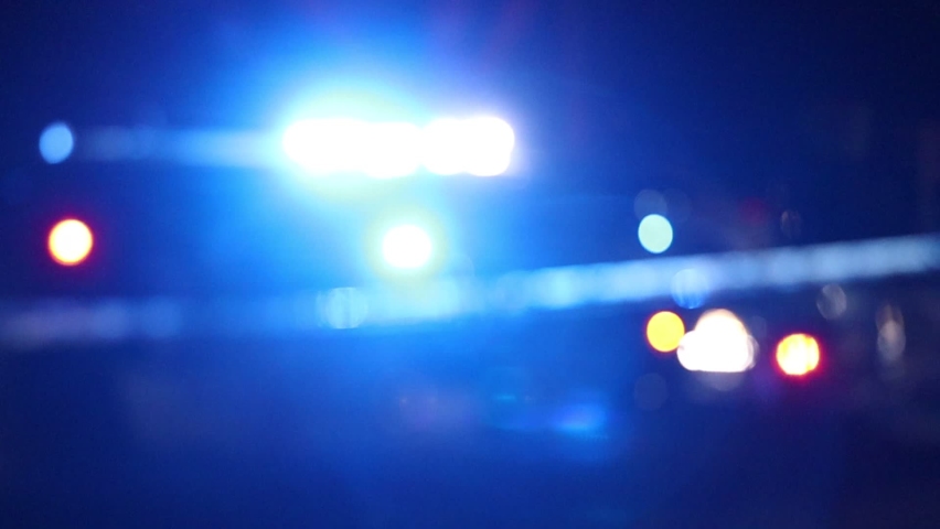 Police emergency lights at night blurred on car close up Royalty-Free Stock Footage #1092147609