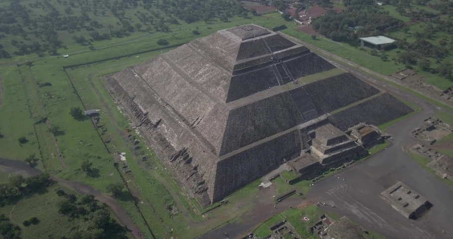Beautiful aerial view of the Mexican moon and sun Pyramids of Teotihuacan