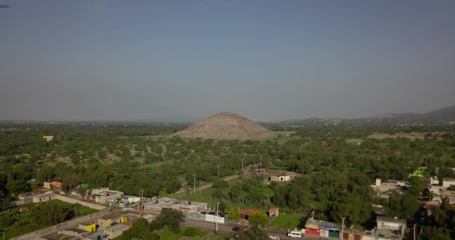 Beautiful aerial view of the Mexican moon and sun Pyramids of Teotihuacan