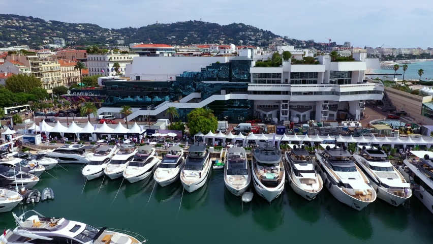 Cannes, France - Aerial view on a sunny day of Cannes Royalty-Free Stock Footage #1092164867