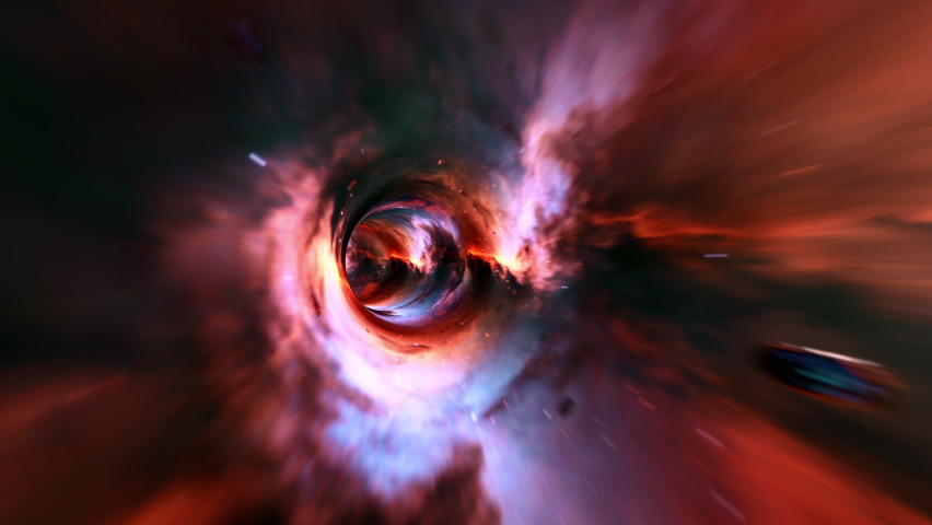 Abstract loop hyperspace glow tunnel wormhole background. Space travel through a worm hole time tunnel. 4K 3D Seamless loop. Infinite cyber technology vortex spiral flows VJ Loop animation. 