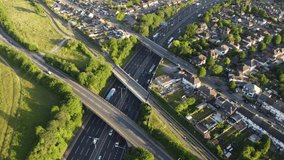 Aerial footage of British Motorways on a Sunny Day, Drone's Video Clip