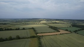 Gorgeous aerial footage of British Countryside at Sunset time, Drone's Video Clip of England's Agricultural Landscape