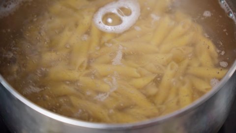 Whole Grain Penne Rigate Pasta Boiling Stock Footage Video (100% ...