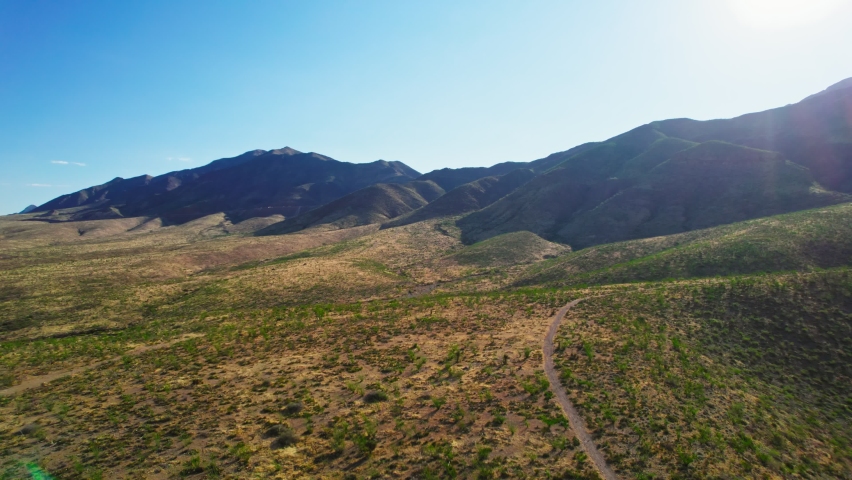 Franklin Mountains State Park El Paso Texas USA. Beautiful Desert Mountain Landscape Recreational Hiking Area near US Mexico Bordertown During Summer Day.