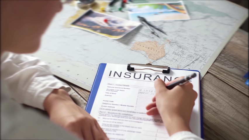 Travel insurance air flights, saving one's life, a tourist signs a form paper life insurance for air travel, a form of a blank sheet to fill out for a tourist
 Royalty-Free Stock Footage #1092189621