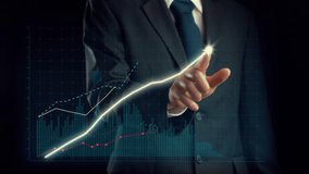 Businessman draw finance allusive graph chart showing business profit growth increasing to future target . Excellent financial status of corporate business rise up . Finance and money technology . - Powered by Shutterstock - Get 15% off with code: PIKWIZARD15